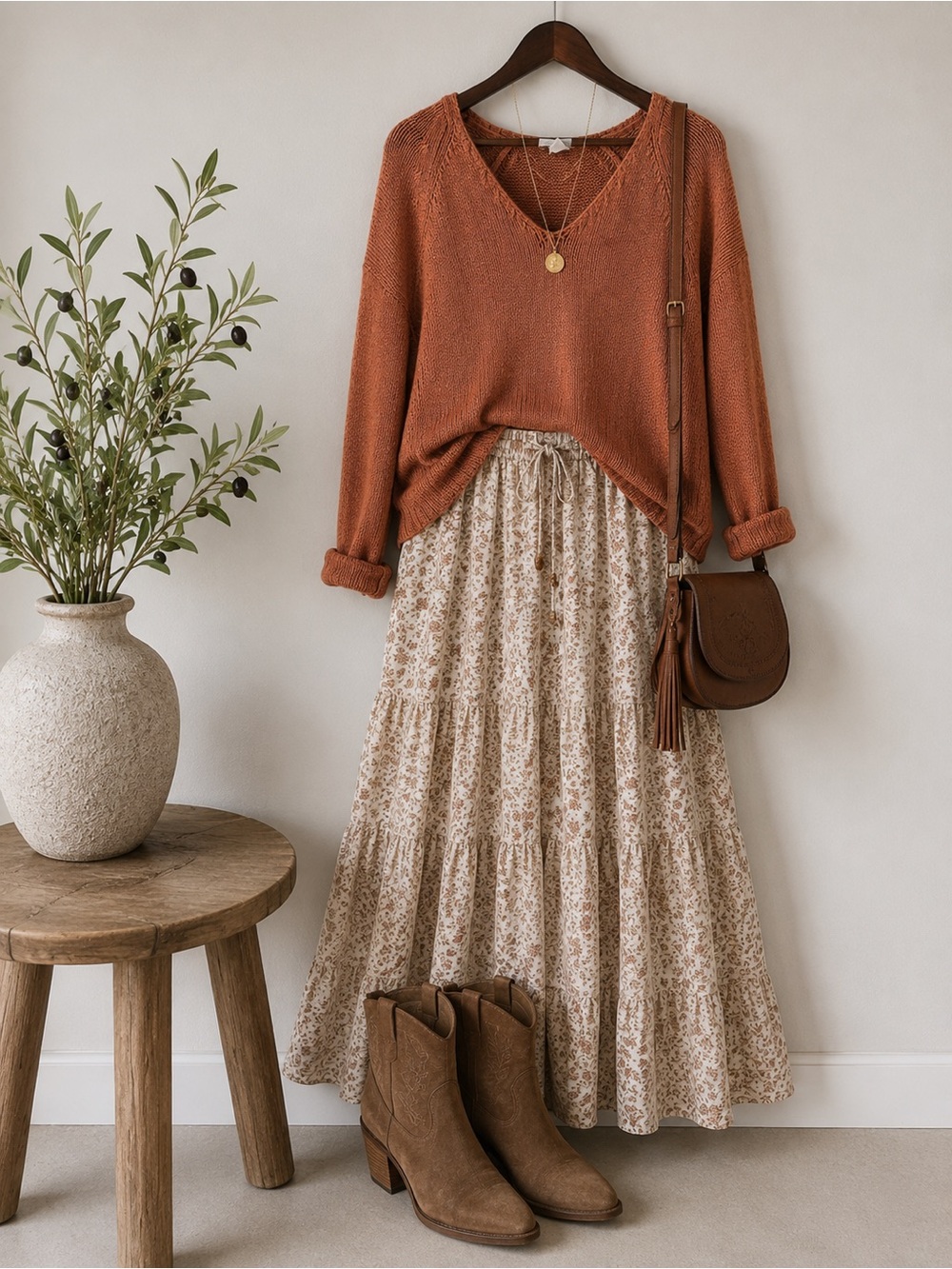 H&M Basic Knit Sweater | Rust | V-Neck | Lightweight | Size S